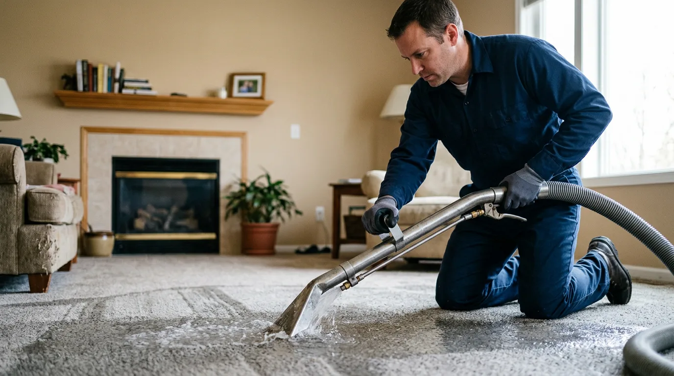 Water damage restoration technician working near Mcleansville, NC